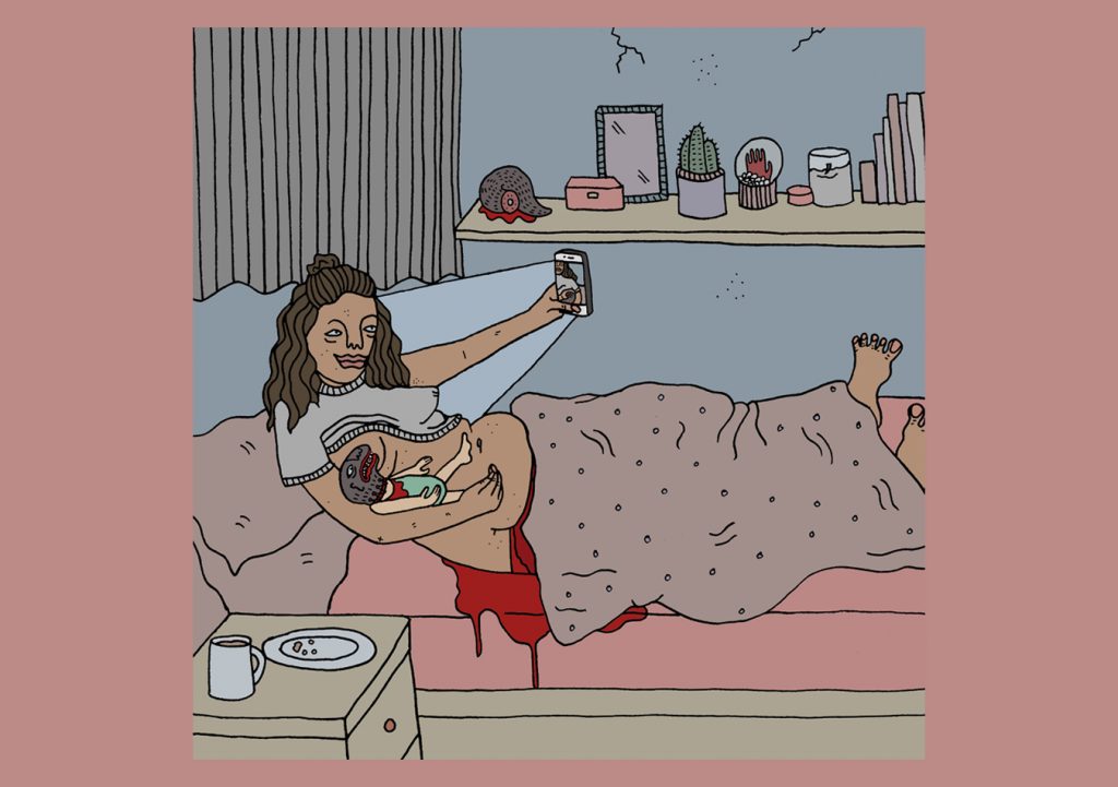 Menstruation-Regelblutung-PMS-bett-illustration-Zyklus-Polly-Nor